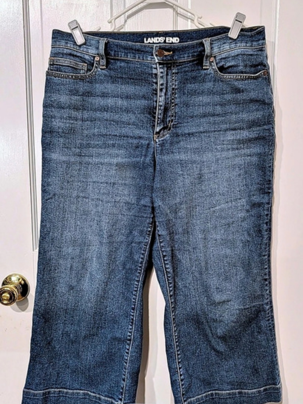 Lands' End Women's Cropped Jeans Waist 14 Petite Blue